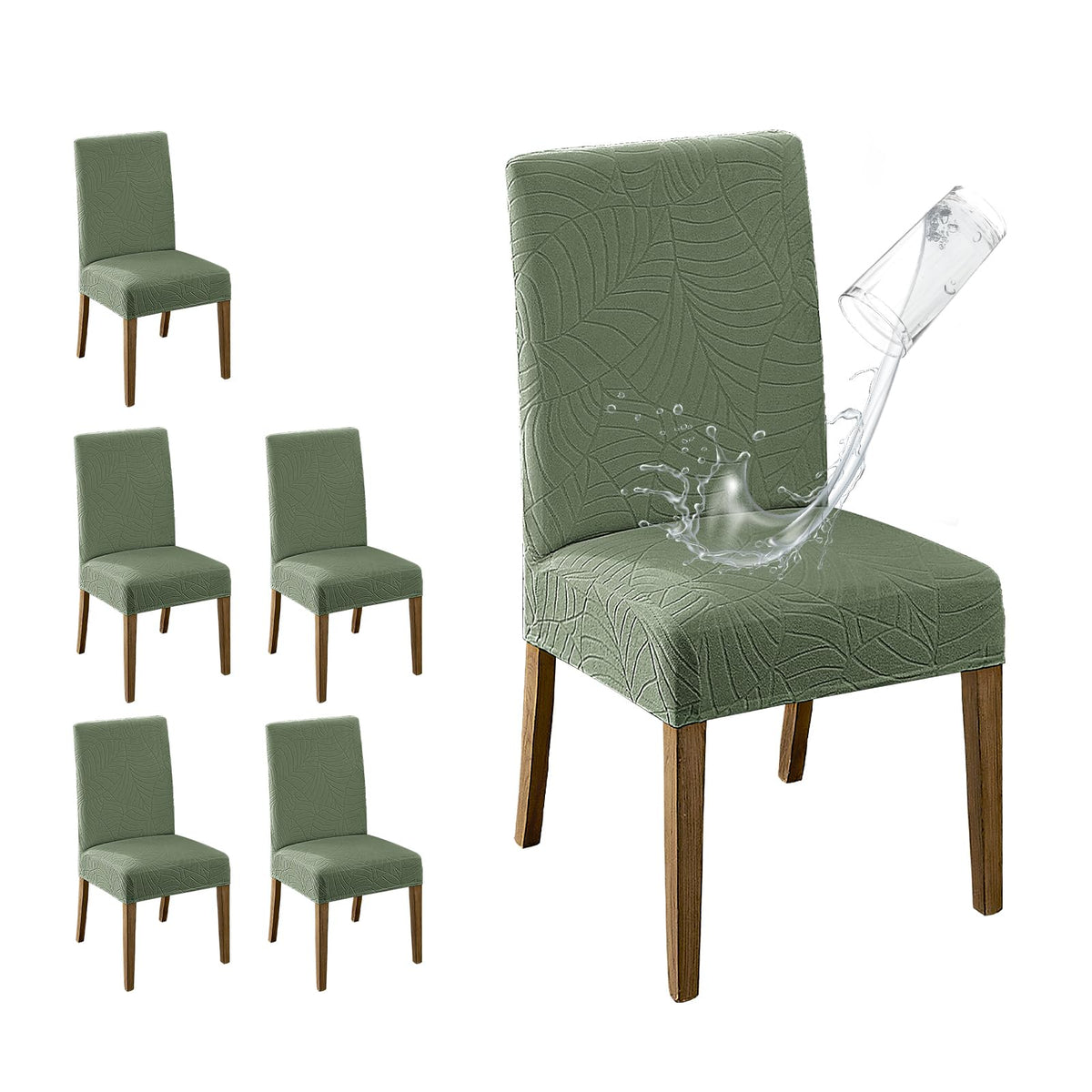 MOSAYT 100% Waterproof Dining Room Chair Covers Set of 4, Beige