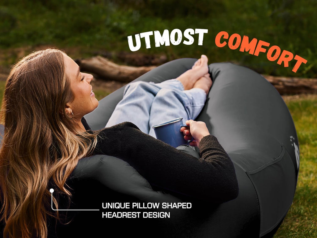 WEKAPO Inflatable Couch Air Lounger Chair - Camping & Beach Accessories, Portable Blow up Sofa for Hiking, Lawn, Indoor/Outdoor Movies & Music Festivals. Lightweight and Easy to Set Up Air Hammock