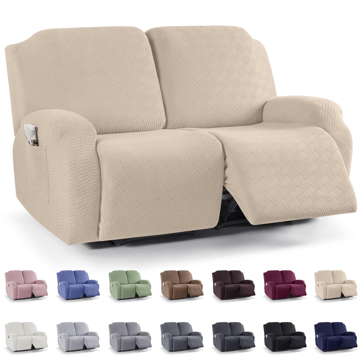 KinCam Recliner Chair Covers, Stretch Reclining Cover, Dark Gray