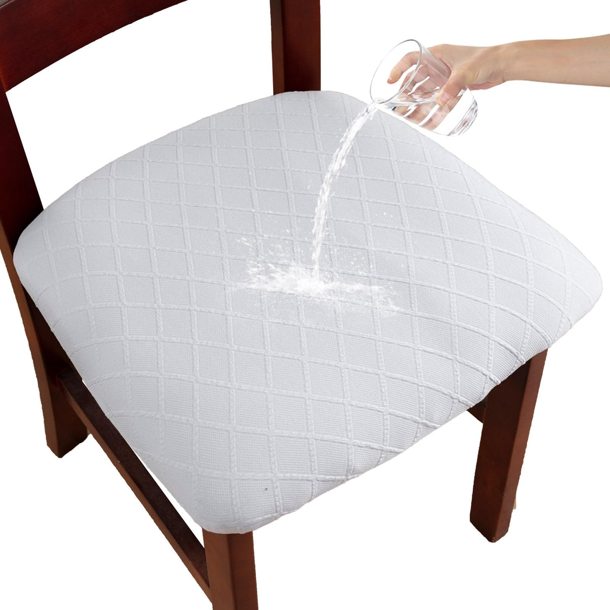 Waterproof Dining Room Chair Covers Set of 6,Beige,Large