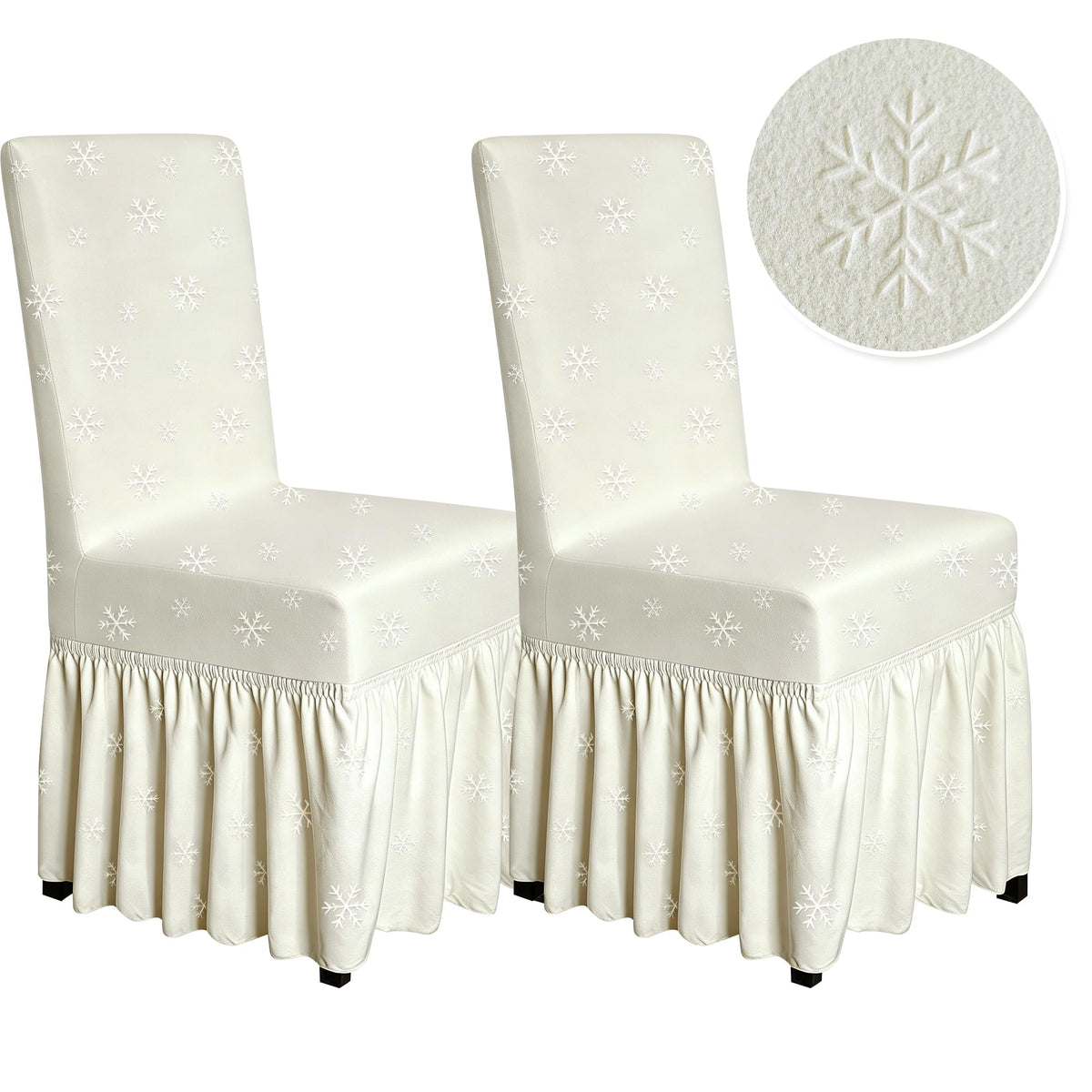 molasofa Chair Covers for Dining Room Set of 4 Stretch Chair Slipcovers with Skirt for Kitchen Seat Protectors Wedding Banquet Decor Kids Pets Spandex Fabric Washable (4pcs, Beige)