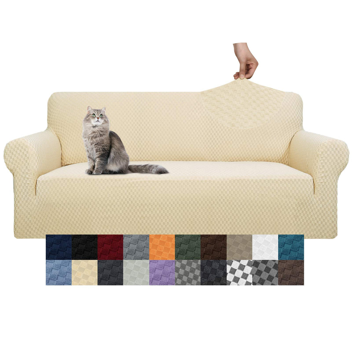 YEMYHOM Couch Cover Latest Jacquard Design High Stretch Sofa Chair Covers for Living Room, Pet Dog Cat Proof Armchair Slipcover Non Slip Magic Elastic Furniture Protector (Chair, Light Gray)