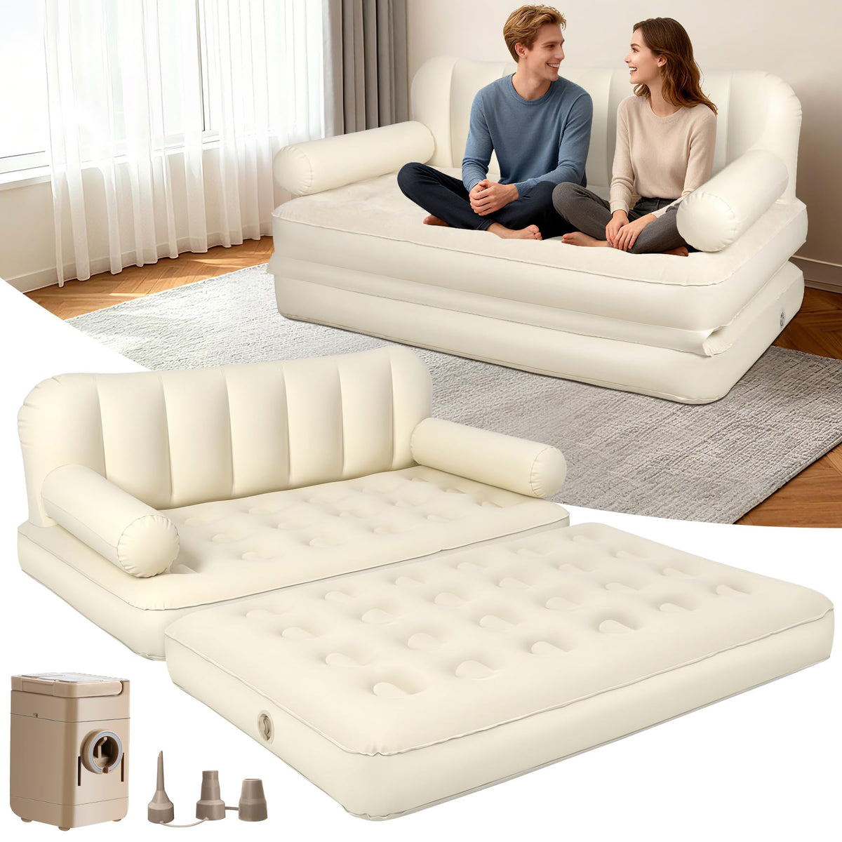 ChlorBlu Inflatable Small Queen Sofa Bed,Blow Up Couch Bed,70"x60"x30"
