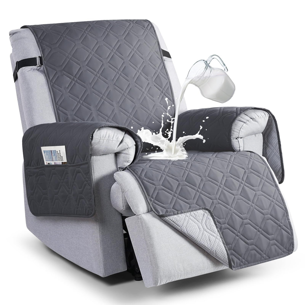 VANSOFY 100% Waterproof Recliner Chair Covers Washable, Khaki, 23.6"