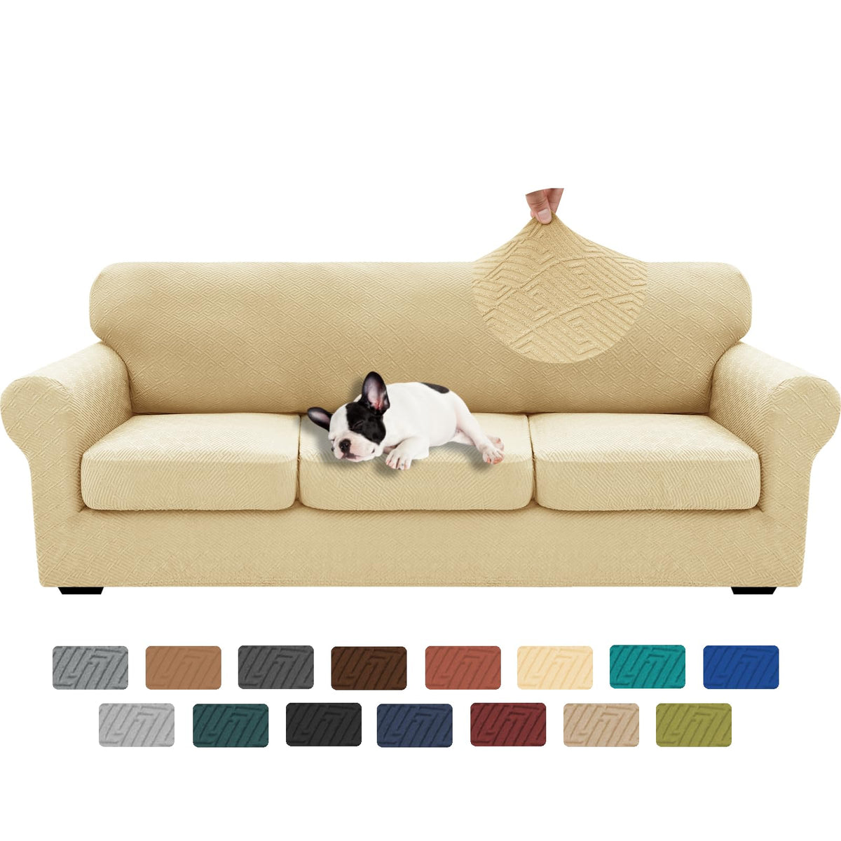 XINEAGE 2-Piece Stretch Armchair Sofa Cover, Washable Couch Covers for Dog