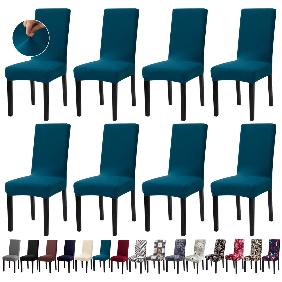Chair Covers, Stretch Dining Room Chair Covers Set of 6, Removable Washable Dining Chair Slipcovers for Home, Hotel, Banquet