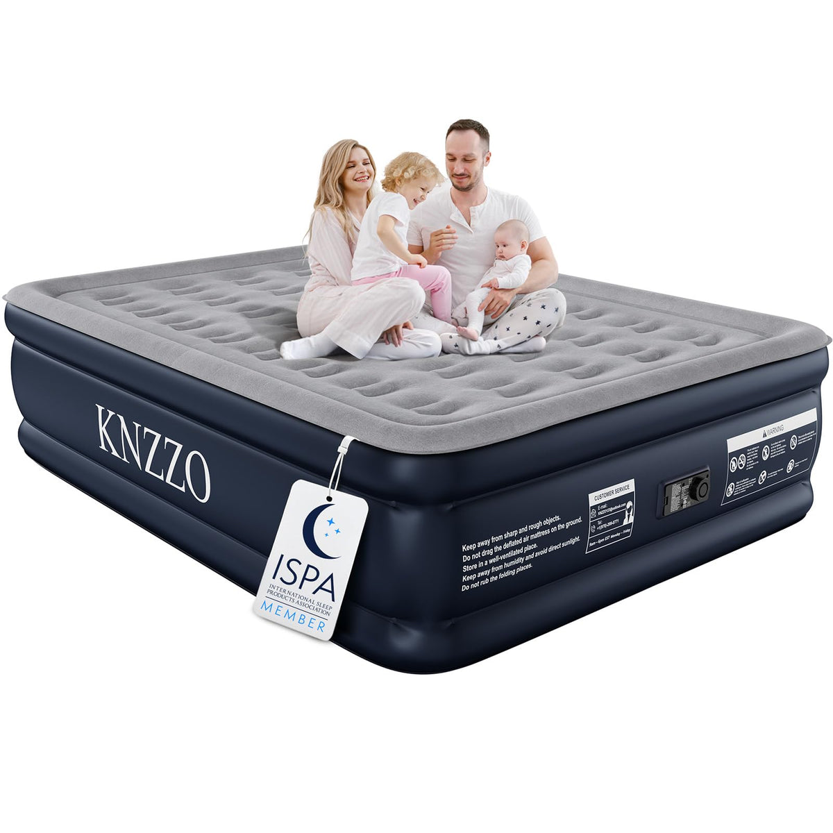 KNZZO Queen Air Mattress with Built in Pump, 18 Inch Inflatable Bed, 800lb