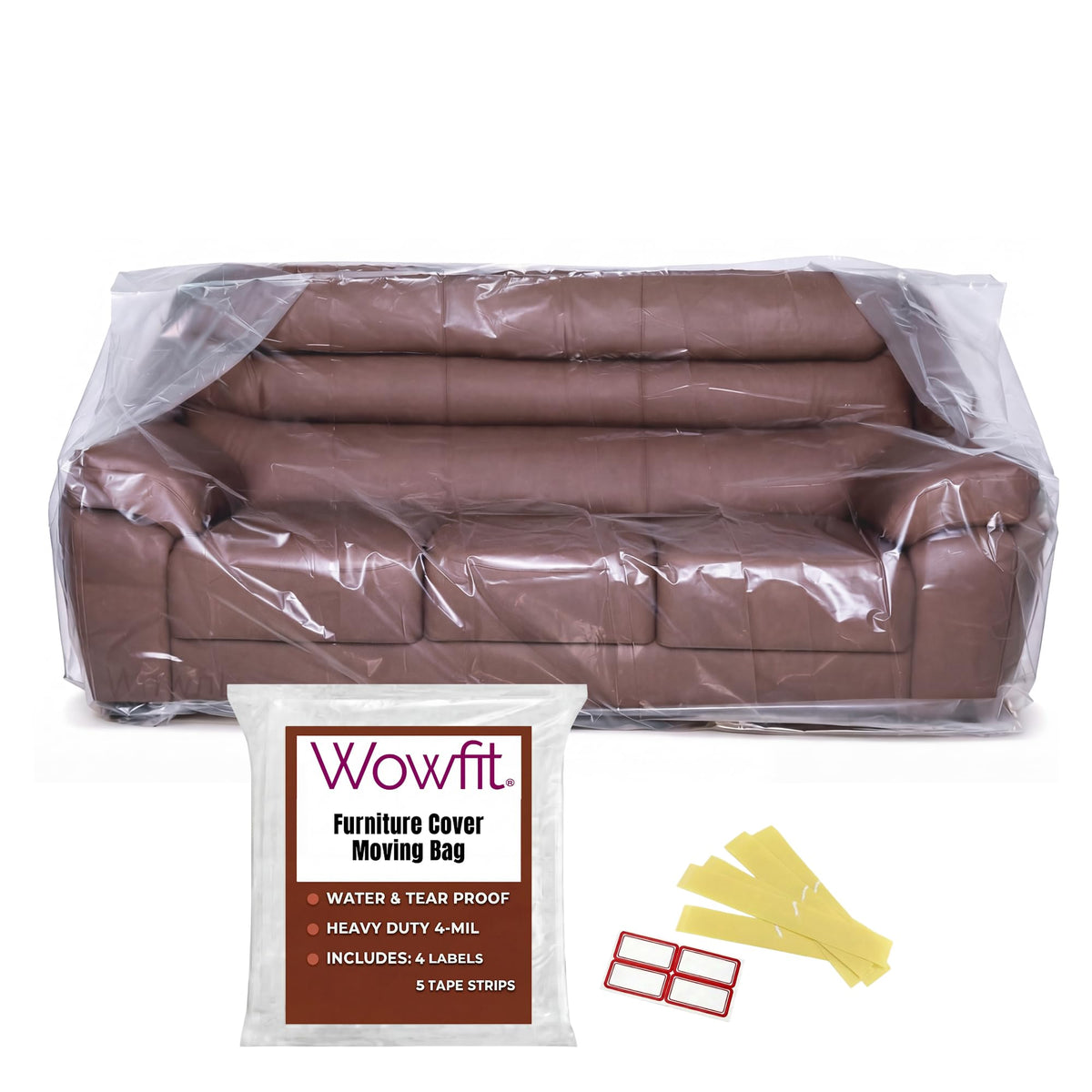 Wowfit 4mil Furniture Cover for Moving, Chair Storage Bag, 34Wx42.1Dx65/48H