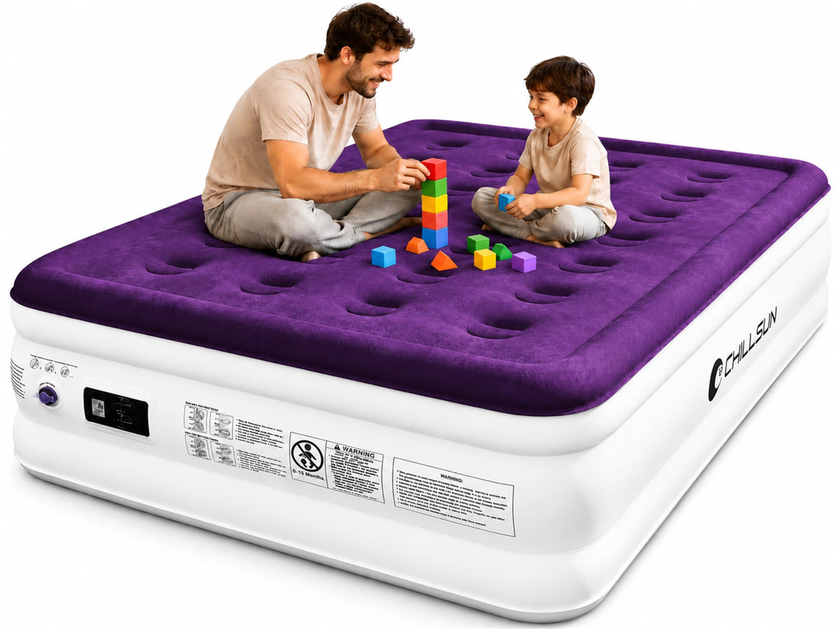 CHILLSUN 2026 Upgraded King Air Mattress with Built in Pump, 18" Raised Comfort Blow up Mattress, Luxury Air Bed Inflatable Mattress for Guests Home& Camping, Colchones Inflables 800lbs Max