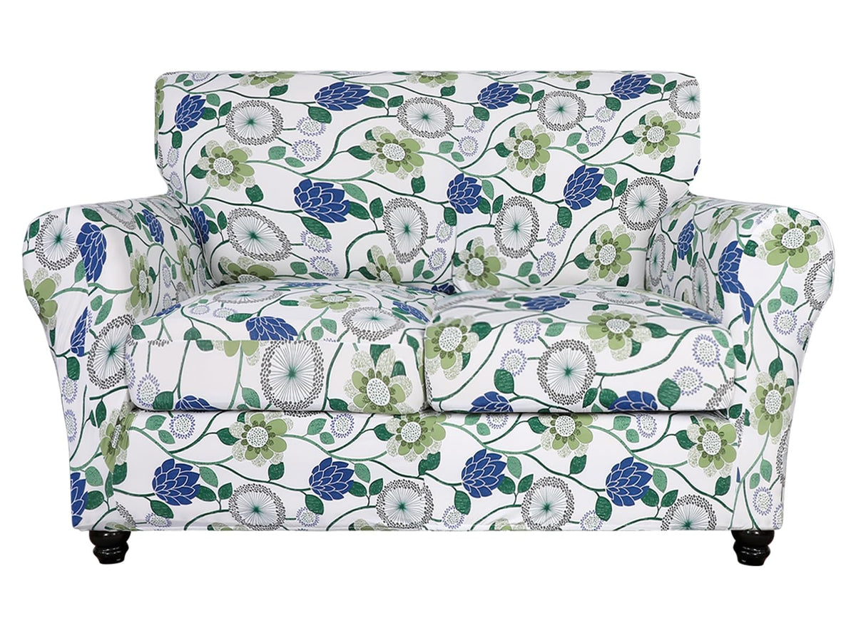 SearchI Stretch Sofa Cover Printed Couch Covers, Floral Pattern 2 Piece Armchair Slipcover with Separate Chair Cushion Cover, Washable Furniture Protector for Living Room(Armchair, Ball Flower)