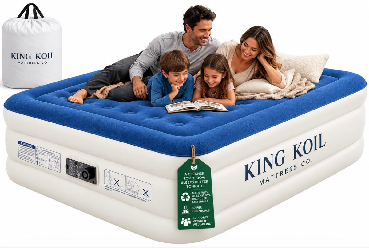 King Koil Air Mattress Queen with Built-in Pump, 20” Raised Airbed