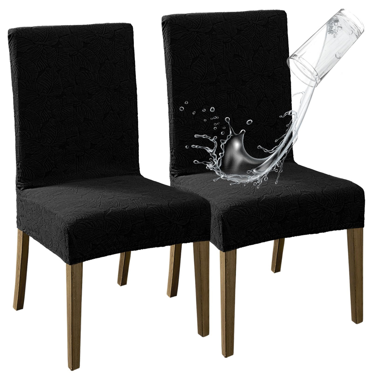 MOSAYT 100% Waterproof Dining Room Chair Covers Set of 4, Beige