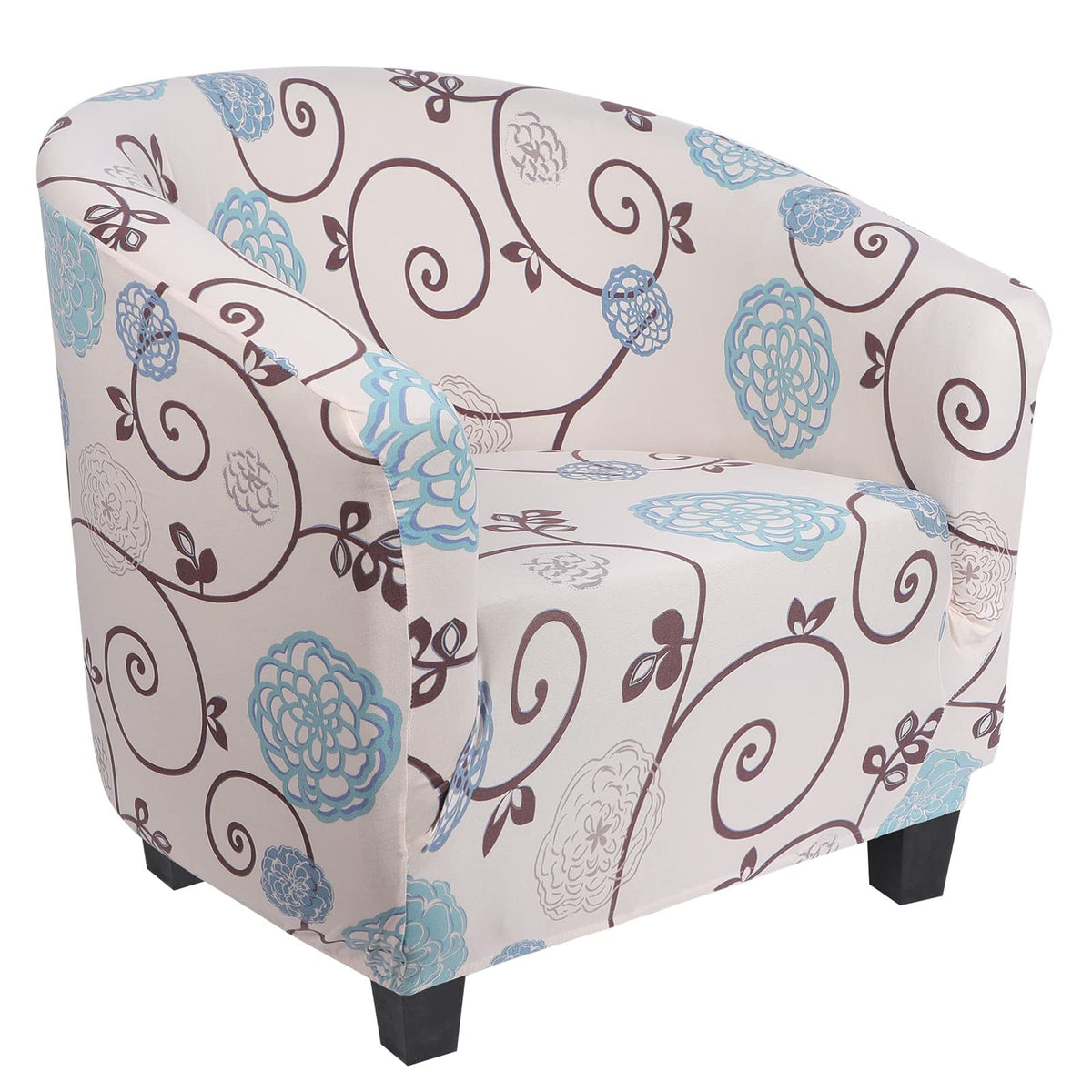 SearchI Club Chair Slipcover Stretch Barrel Chair Covers Jacquard Tub Chair Slipcovers Spandex Armchair Sofa Cover Removable Couch Furniture Protector Arm Chair Cover for Living Room (Beige)