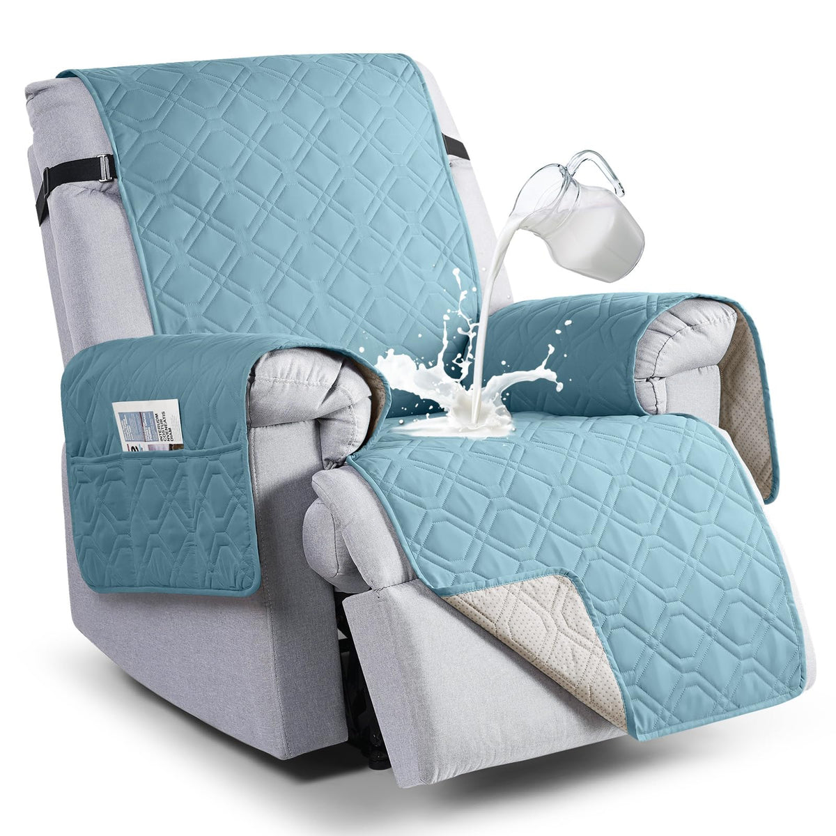 VANSOFY 100% Waterproof Recliner Chair Covers Washable, Khaki, 23.6"