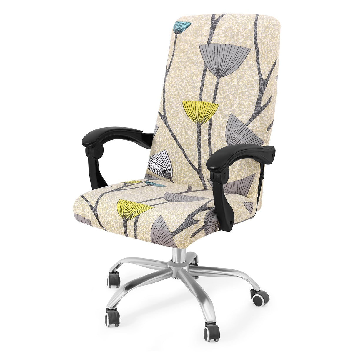 Smiry Stretch Printed Office Computer Desk Chair Covers, Blue Green
