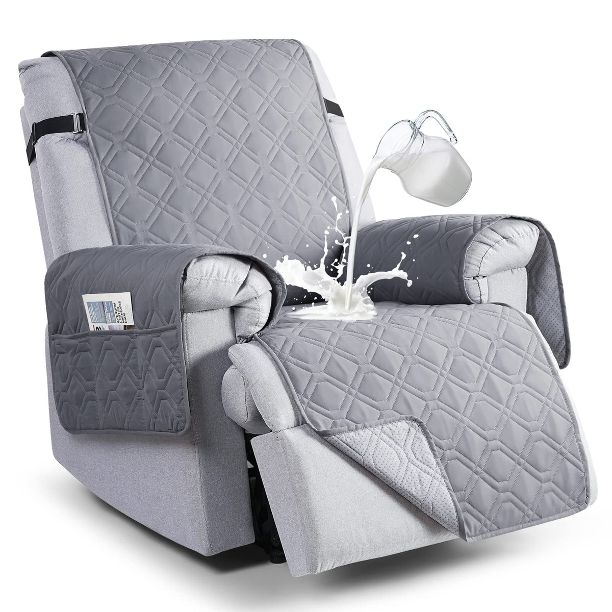 VANSOFY 100% Waterproof Recliner Chair Covers, Recliner Cover Non-Slip Dog Chair Cover Furniture Protector Washable Slipcover with Pocket, Elastic Straps for Pets, Dogs(Chocolate, 23.6")