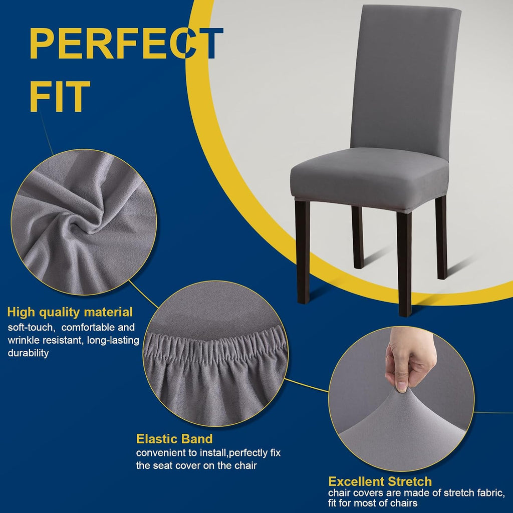 Chair Covers, Stretch Dining Room Chair Covers Set of 6, Removable Washable Dining Chair Slipcovers for Home, Hotel, Banquet