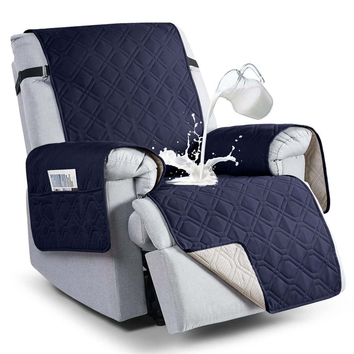 VANSOFY 100% Waterproof Recliner Chair Covers Washable, Khaki, 23.6"