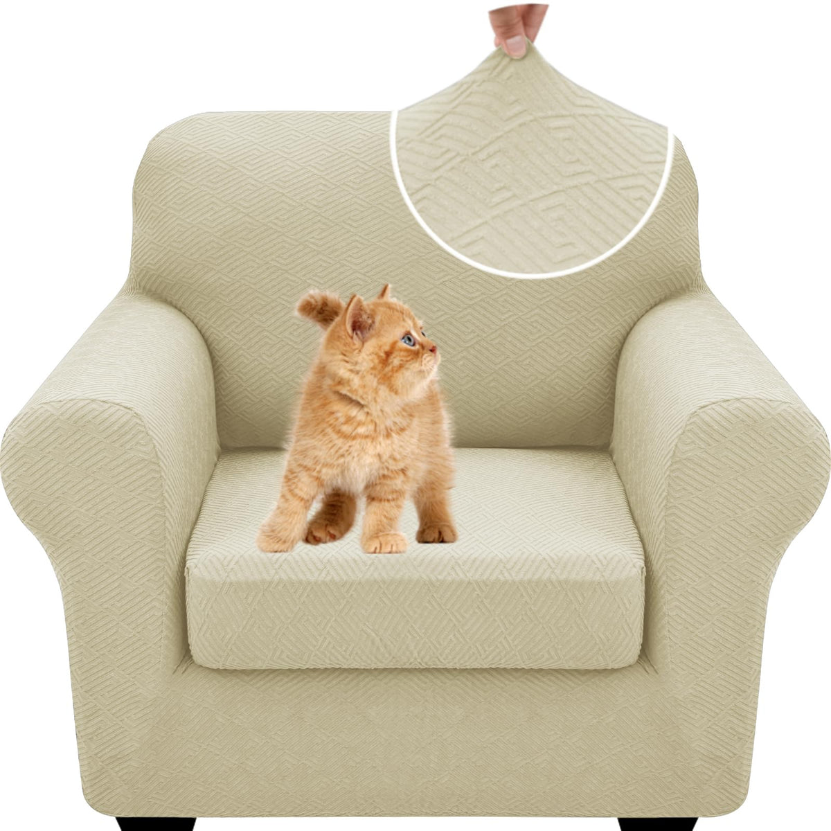 XINEAGE 2-Piece Stretch Armchair Sofa Cover, Washable Couch Covers for Dog