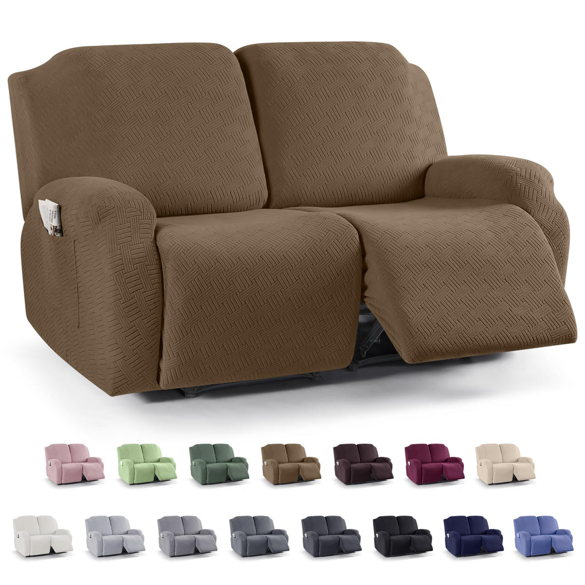 KinCam Recliner Chair Covers, Stretch Reclining Cover, Dark Gray