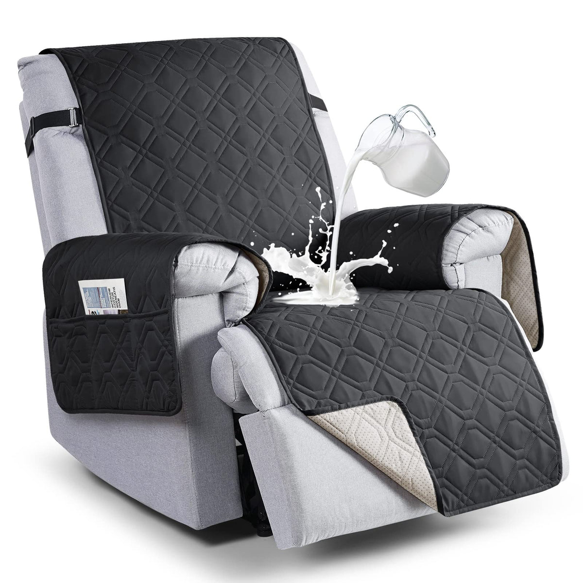 VANSOFY 100% Waterproof Recliner Chair Covers Washable, Khaki, 23.6"