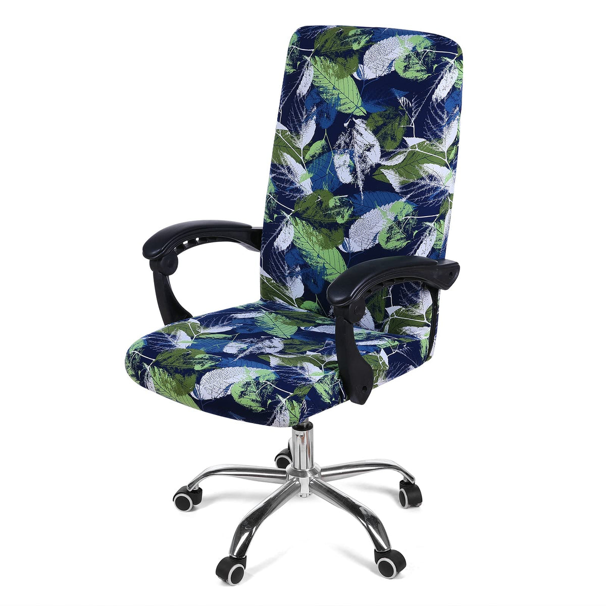 Smiry Stretch Printed Office Computer Desk Chair Covers, Blue Green