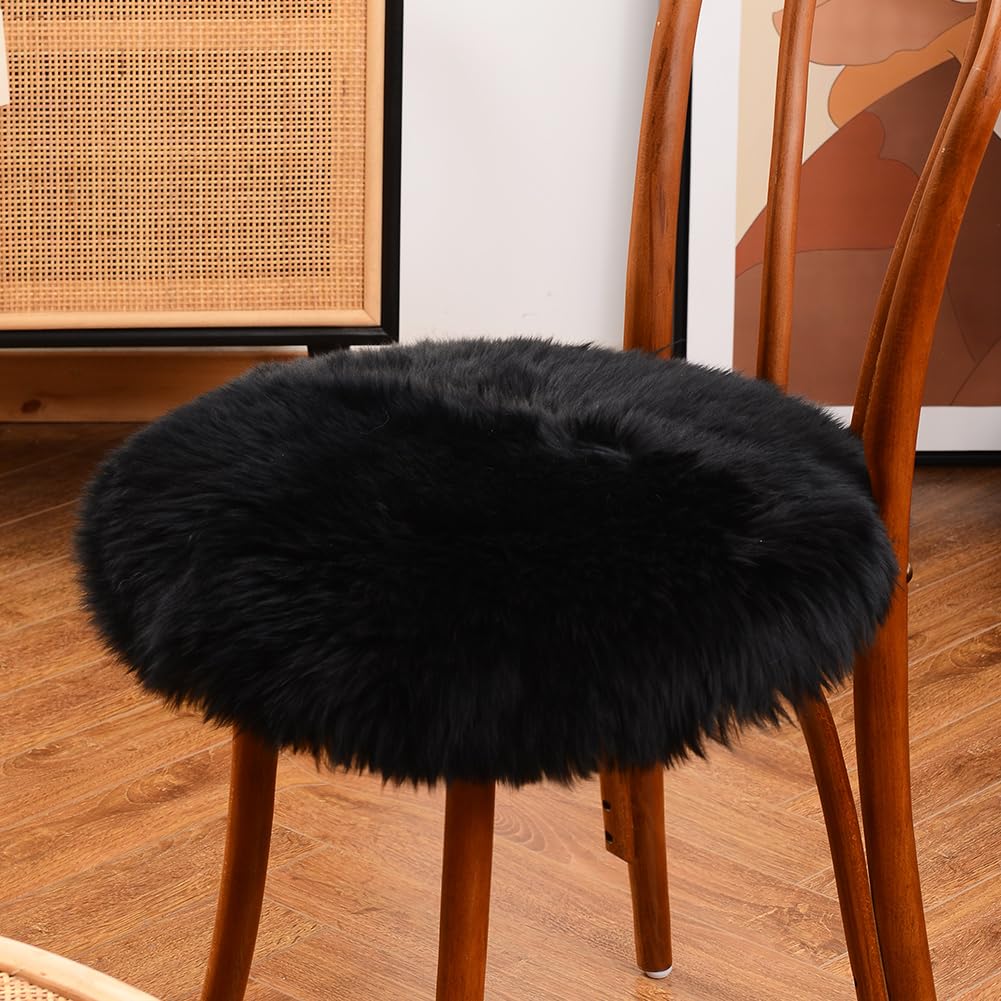 LLB Sheepskin Chair Covers - Office, Dining Room & Desk Chair Seat Cushion - Cream Brown, 18x18 Inch (Pack of 1)