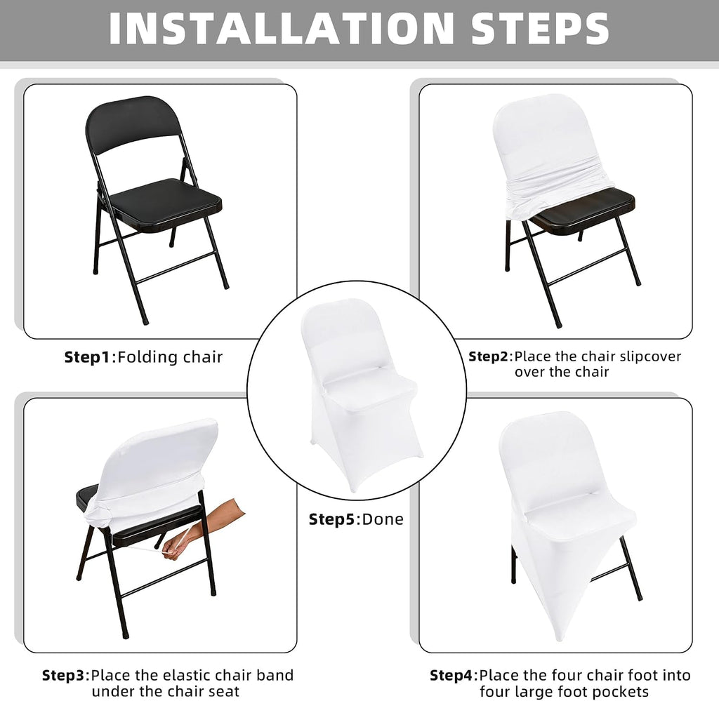 10 Packs White Spandex Stretch Folding Chair Covers Wedding Party