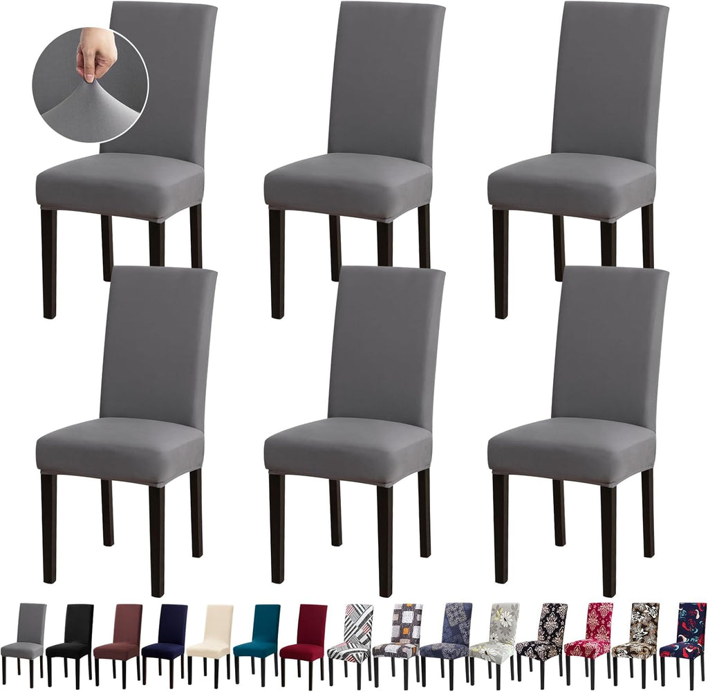 Chair Covers, Stretch Dining Room Chair Covers Set of 6, Removable Washable Dining Chair Slipcovers for Home, Hotel, Banquet