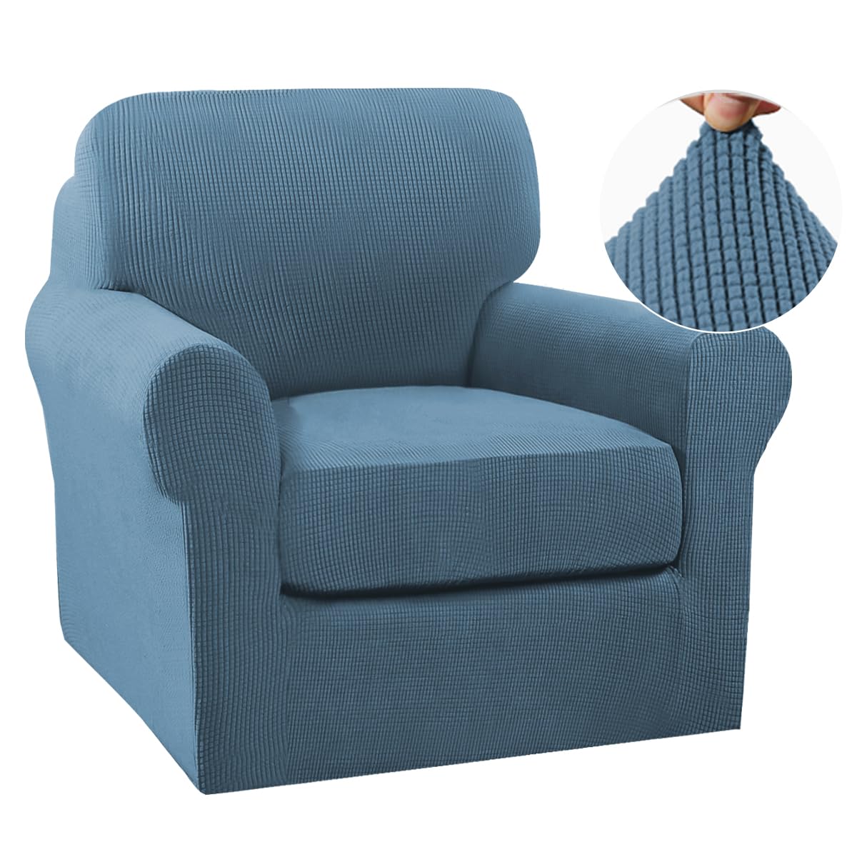 Turquoize 2 Piece Chair Covers for Living Room Armchair Cover Armchair Slipcovers with Arms Feature Thick Jacquard Fabric (Chair,Biscotti Beige)