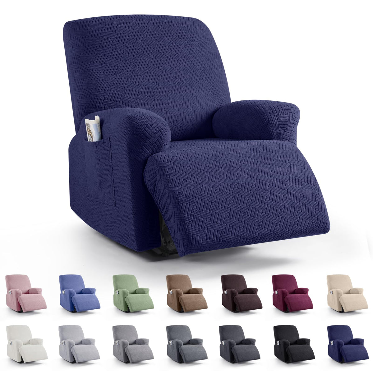 KinCam Recliner Chair Covers, Stretch Reclining Cover, Dark Gray
