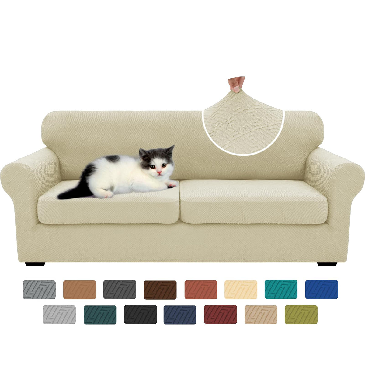 XINEAGE 2-Piece Stretch Armchair Sofa Cover, Washable Couch Covers for Dog