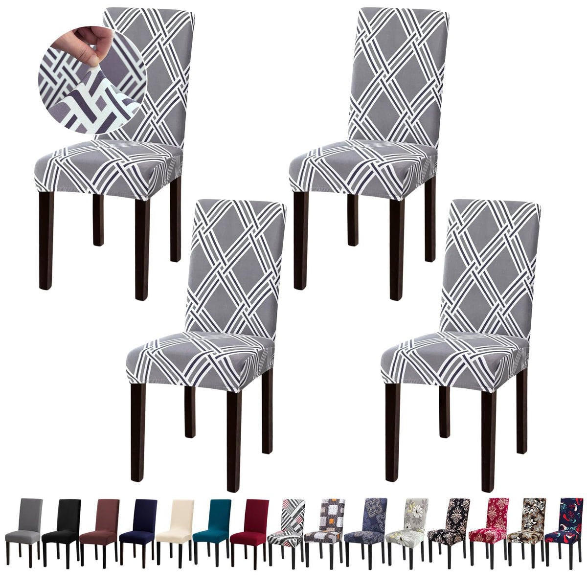 Chair Covers, Stretch Dining Room Chair Covers Set of 6, Removable Washable Dining Chair Slipcovers for Home, Hotel, Banquet