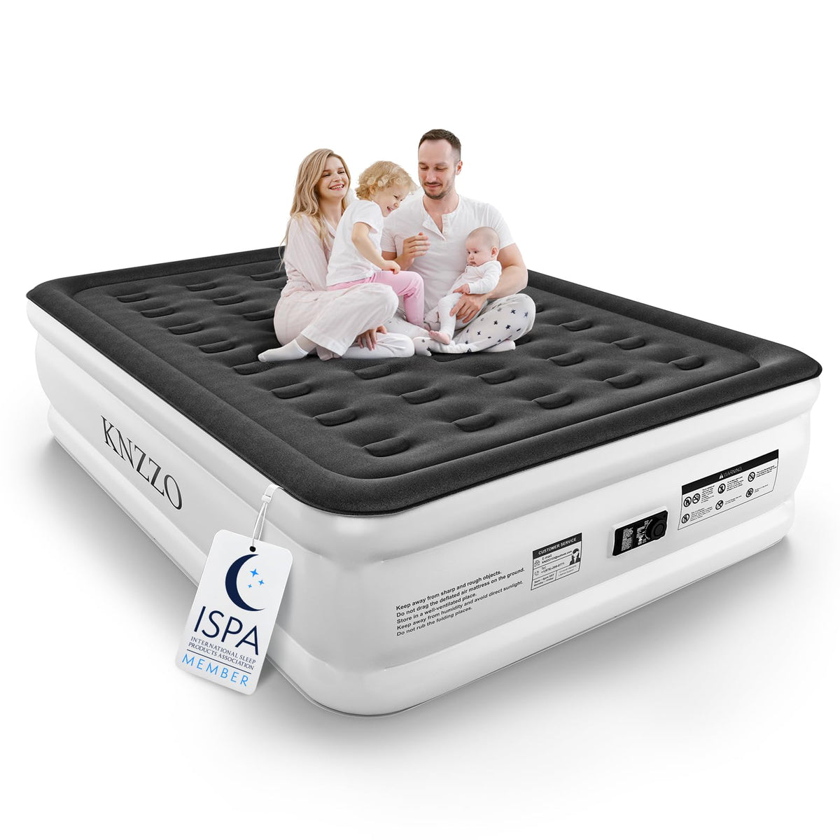 KNZZO Queen Air Mattress with Built in Pump, 18 Inch Inflatable Bed, 800lb