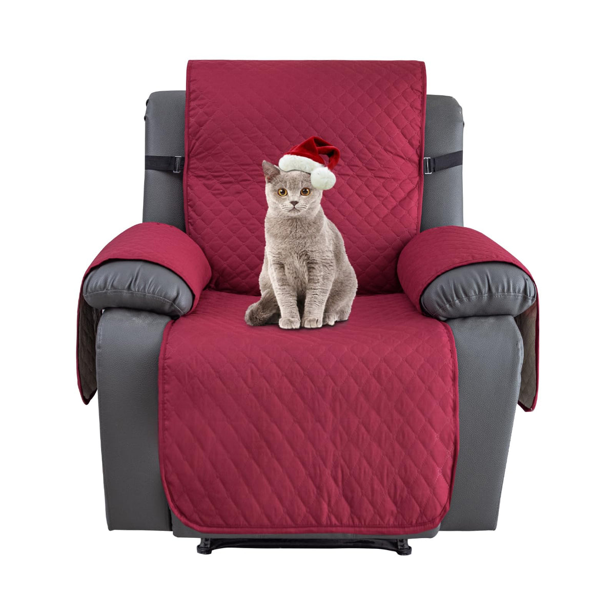 XINEAGE Water Resistant Recliner Cover, Nonslip Recliner Chair Covers for Reclining Chair with Pockets, Quilted Thick Recliner Slipcovers for Pets and Kids (Recliner Chair, Dark Gray)
