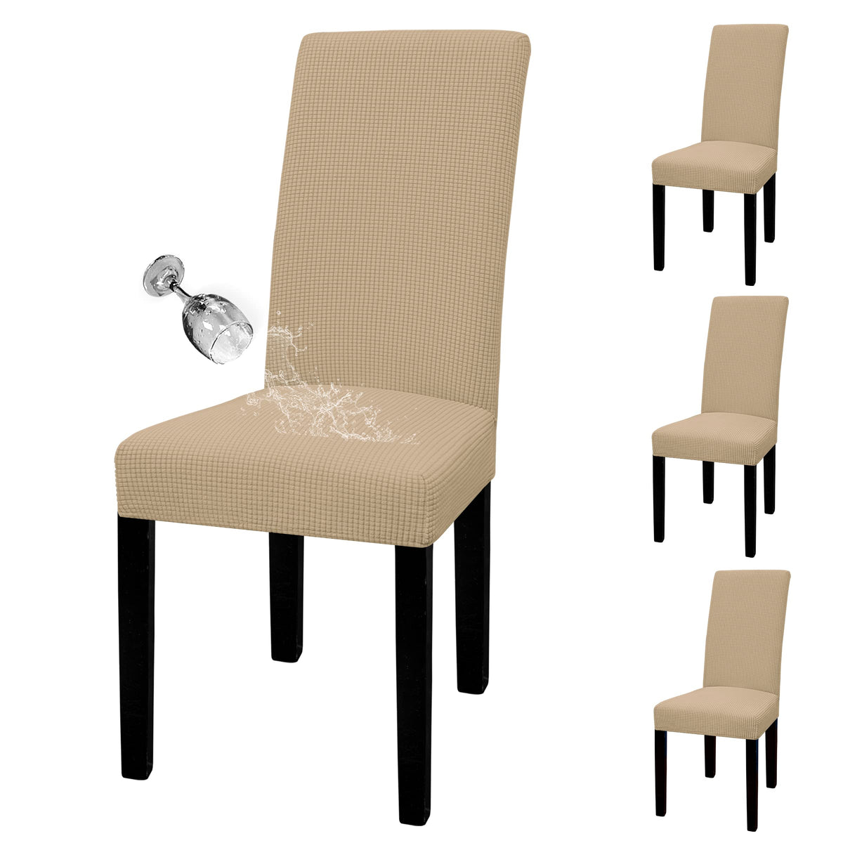 Easy-Going 100% Waterproof Dining Room Chair Covers Set of 6, Large