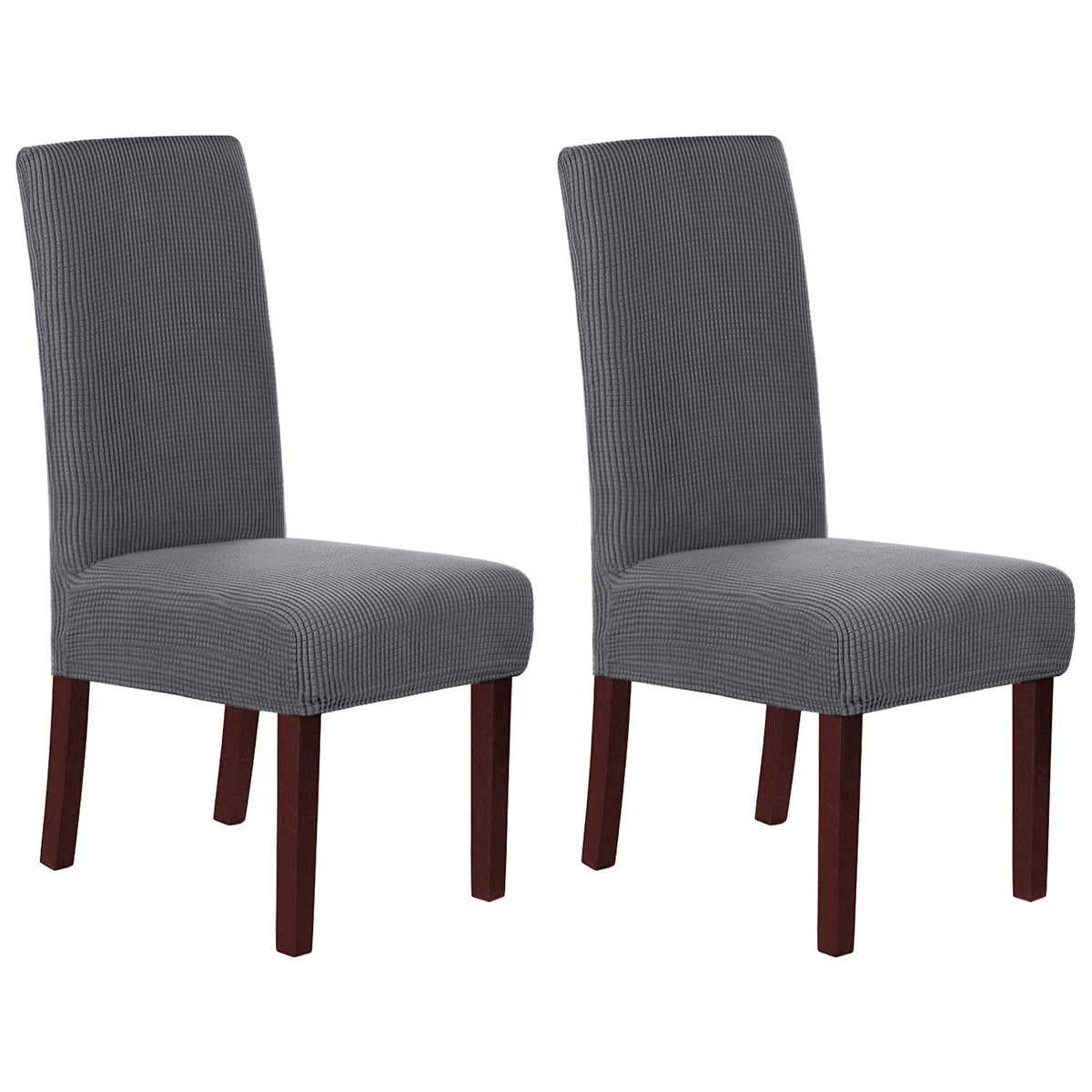 H.VERSAILTEX Stretch Dining Chair Covers Set of 6 Chair Covers for Dining Room Parsons Chair Slipcover Chair Protectors Covers Dining, Feature Textured Checked Jacquard Fabric, Ivory