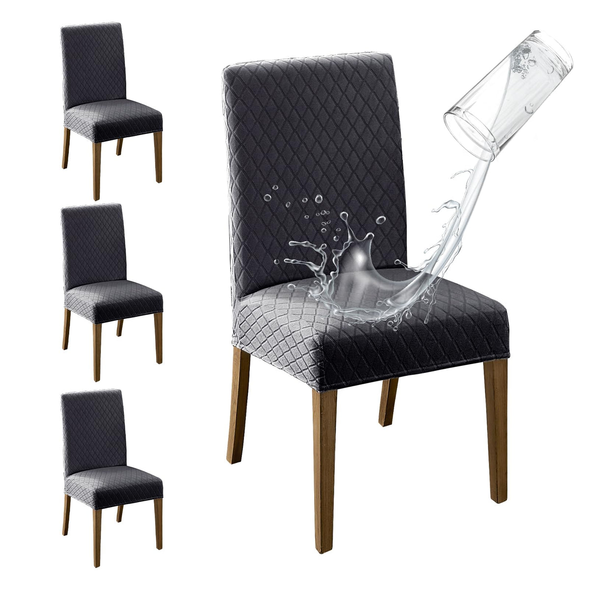 MOSAYT 100% Waterproof Dining Room Chair Covers Set of 4, Beige