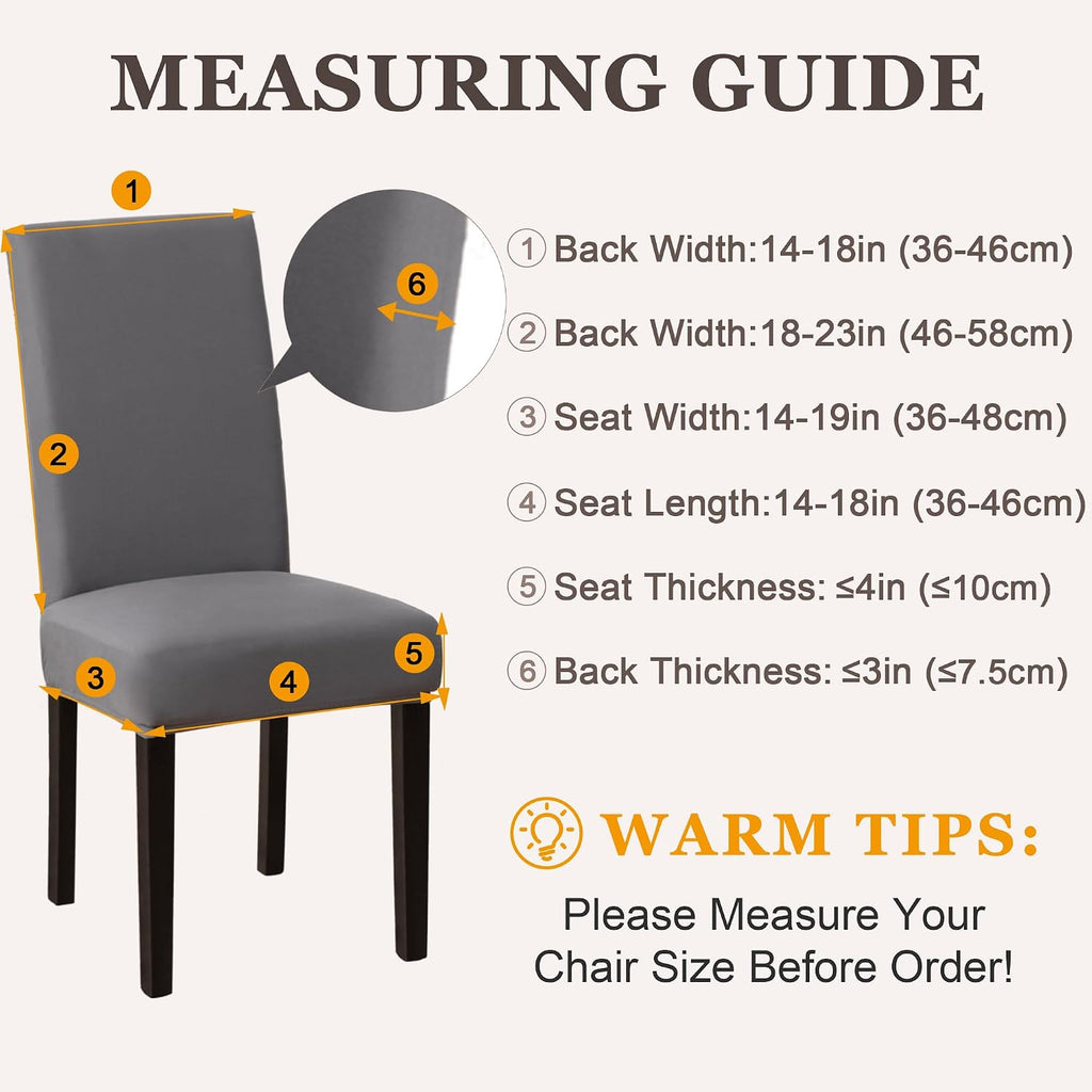 Sufdari Dining Chair Covers,Kitchen Cover,Parsons Slipcover,Spandex Protectors for Room Stretch Chairs Cover Set of 4 -Gray