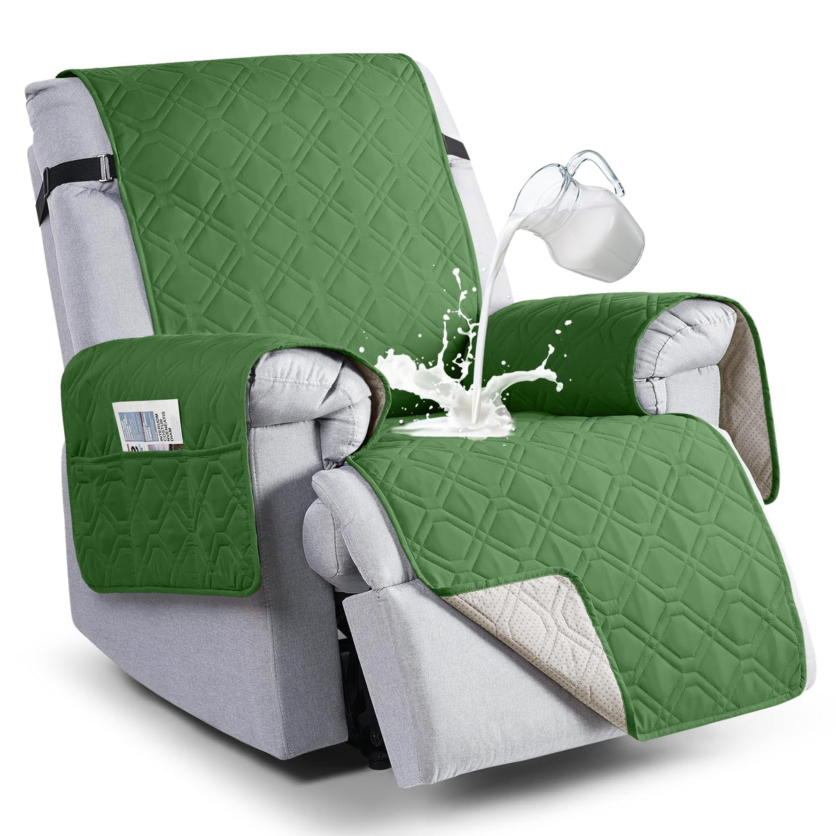 VANSOFY 100% Waterproof Recliner Chair Covers Washable, Khaki, 23.6"