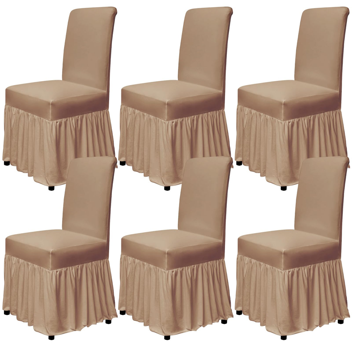 molasofa Chair Covers for Dining Room Set of 4 Stretch Chair Slipcovers with Skirt for Kitchen Seat Protectors Wedding Banquet Decor Kids Pets Spandex Fabric Washable (4pcs, Beige)
