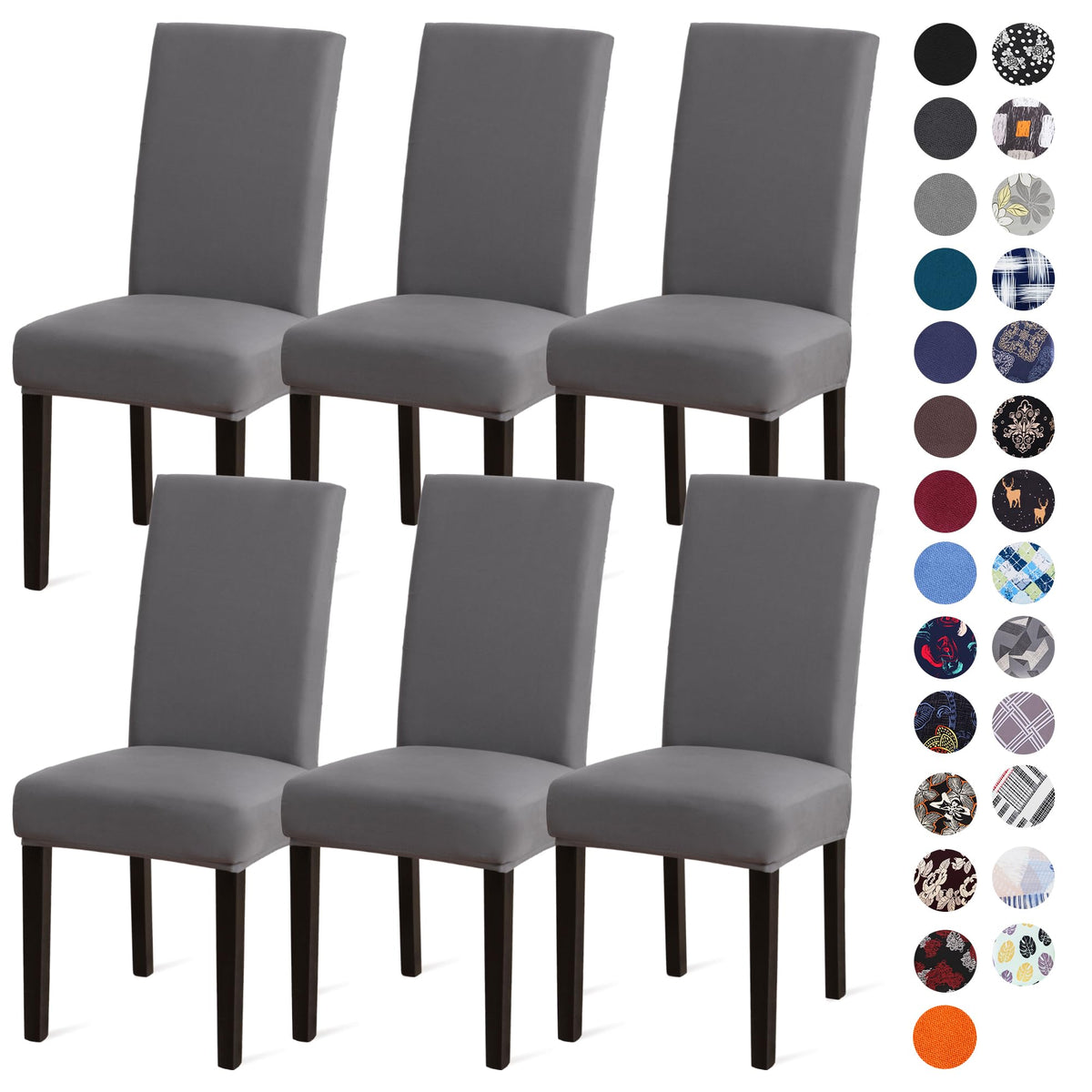 Sufdari Dining Chair Covers,Kitchen Cover,Parsons Slipcover,Spandex Protectors for Room Stretch Chairs Cover Set of 4 -Gray