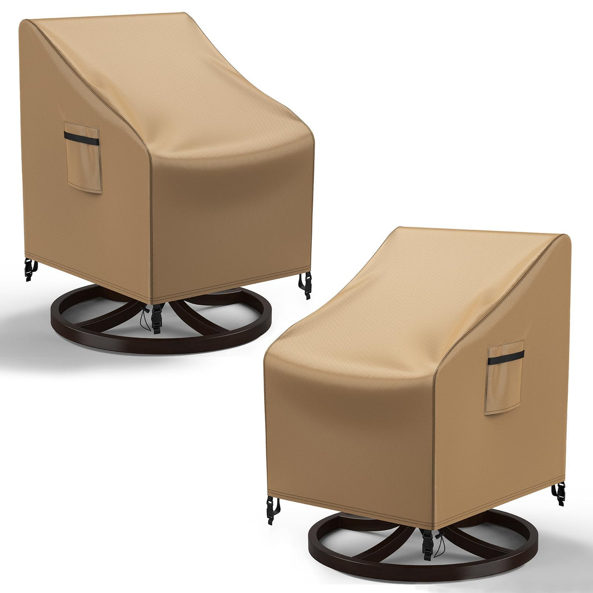 Mrrihand Patio Chair Covers, 2 Pack Outdoor Swivel Lounge Chair Cover, Heavy Duty Patio Rocking Chair Covers, Patio Furniture Covers Waterproof, 30" W×34" D×38.5" H, Black