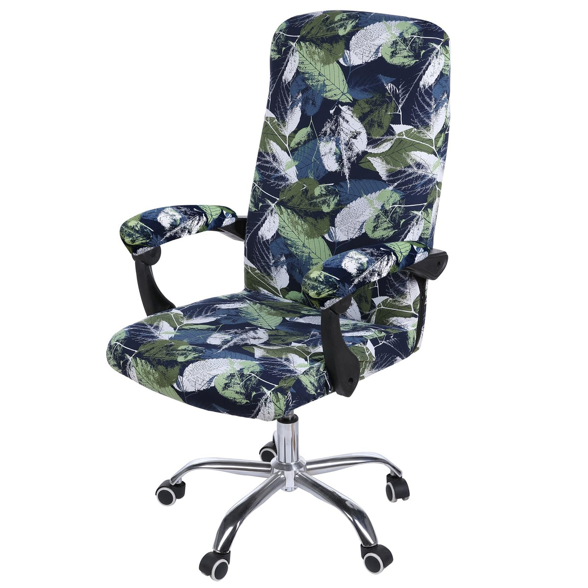 Smiry Stretch Printed Office Computer Desk Chair Covers, Blue Green