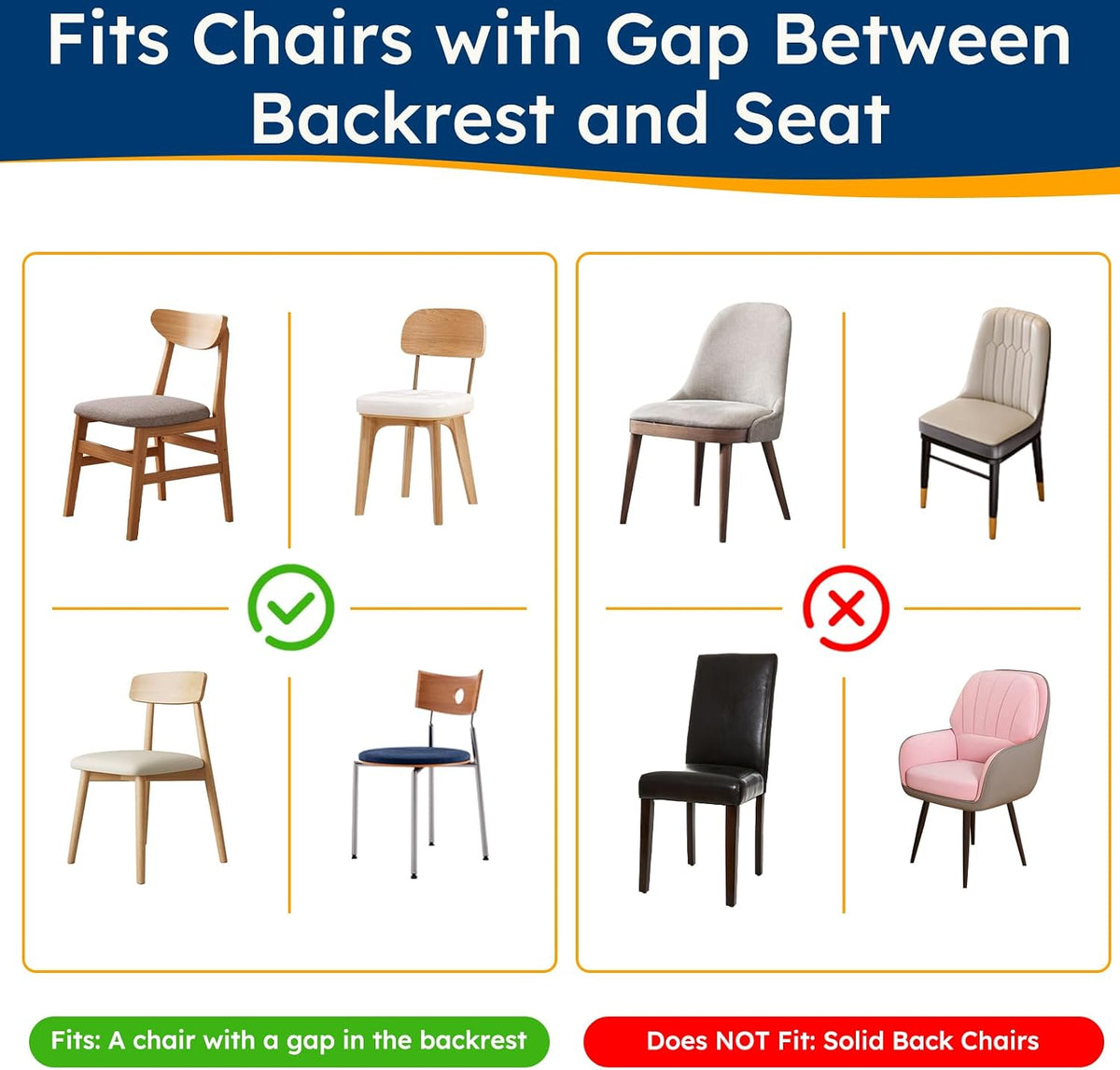 Dining Chair Seat Covers, Waterproof Dining Room Chair Seat Covers Set of 6, Removable Kitchen Seat Covers Chair Covers for Dining Chairs