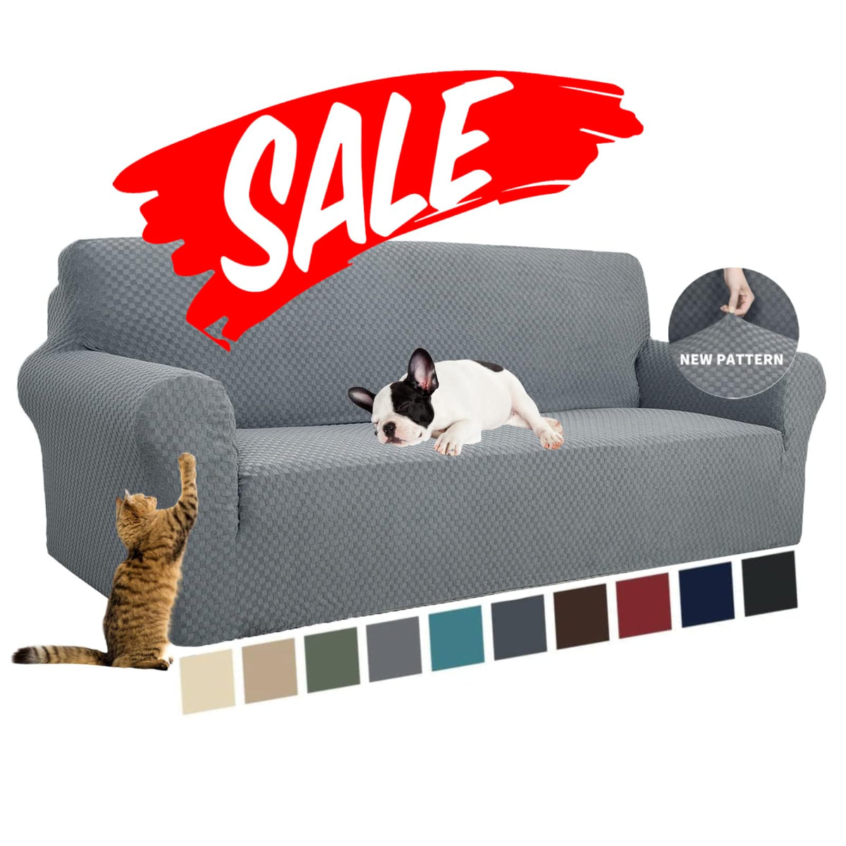 YEMYHOM Couch Cover Latest Jacquard Design High Stretch Sofa Chair Covers for Living Room, Pet Dog Cat Proof Armchair Slipcover Non Slip Magic Elastic Furniture Protector (Chair, Light Gray)