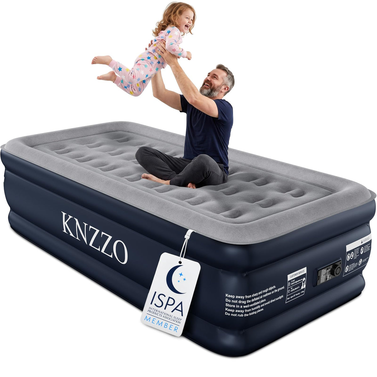 KNZZO Queen Air Mattress with Built in Pump, 18 Inch Inflatable Bed, 800lb