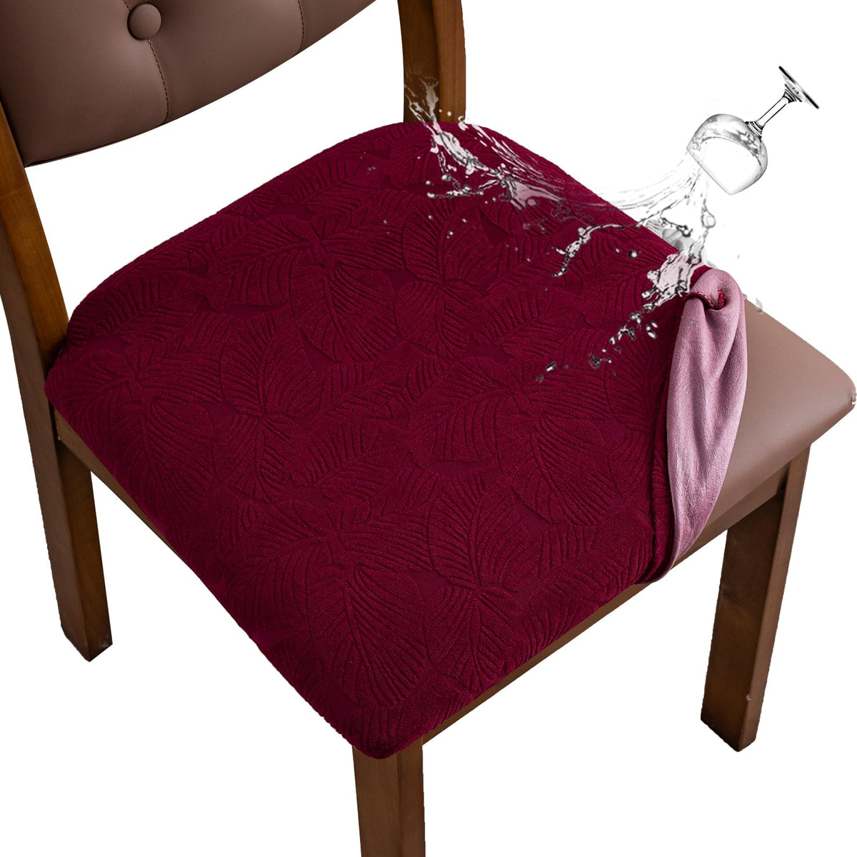 Waterproof Dining Room Chair Covers Set of 6,Beige,Large