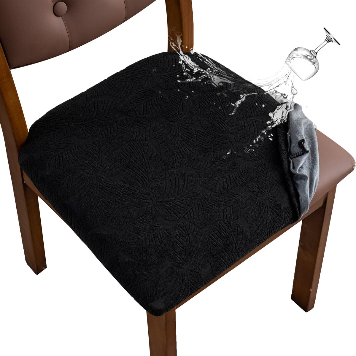 Waterproof Dining Room Chair Covers Set of 6,Beige,Large