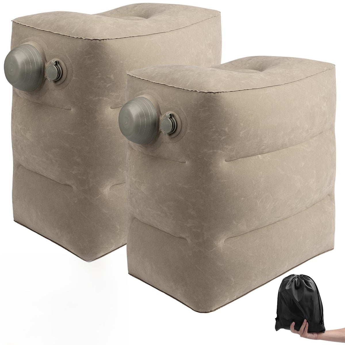 1 Pack Inflatable Travel Foot Pillow,Inflatable Leg Pillow Outdoor Stool, Adjustable 3 Layers Height Leg Rest Pillow for Airplane, Office, Home, Trains, Cars (1Pack Grey)